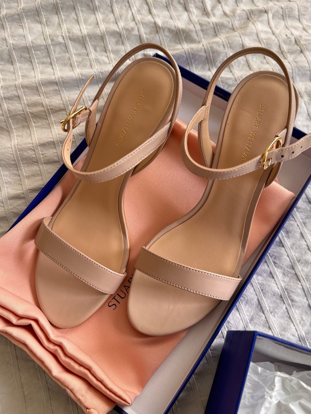 NEW Stuart Weitzman Leather Block Heel Sandals - Picture 5 of 5